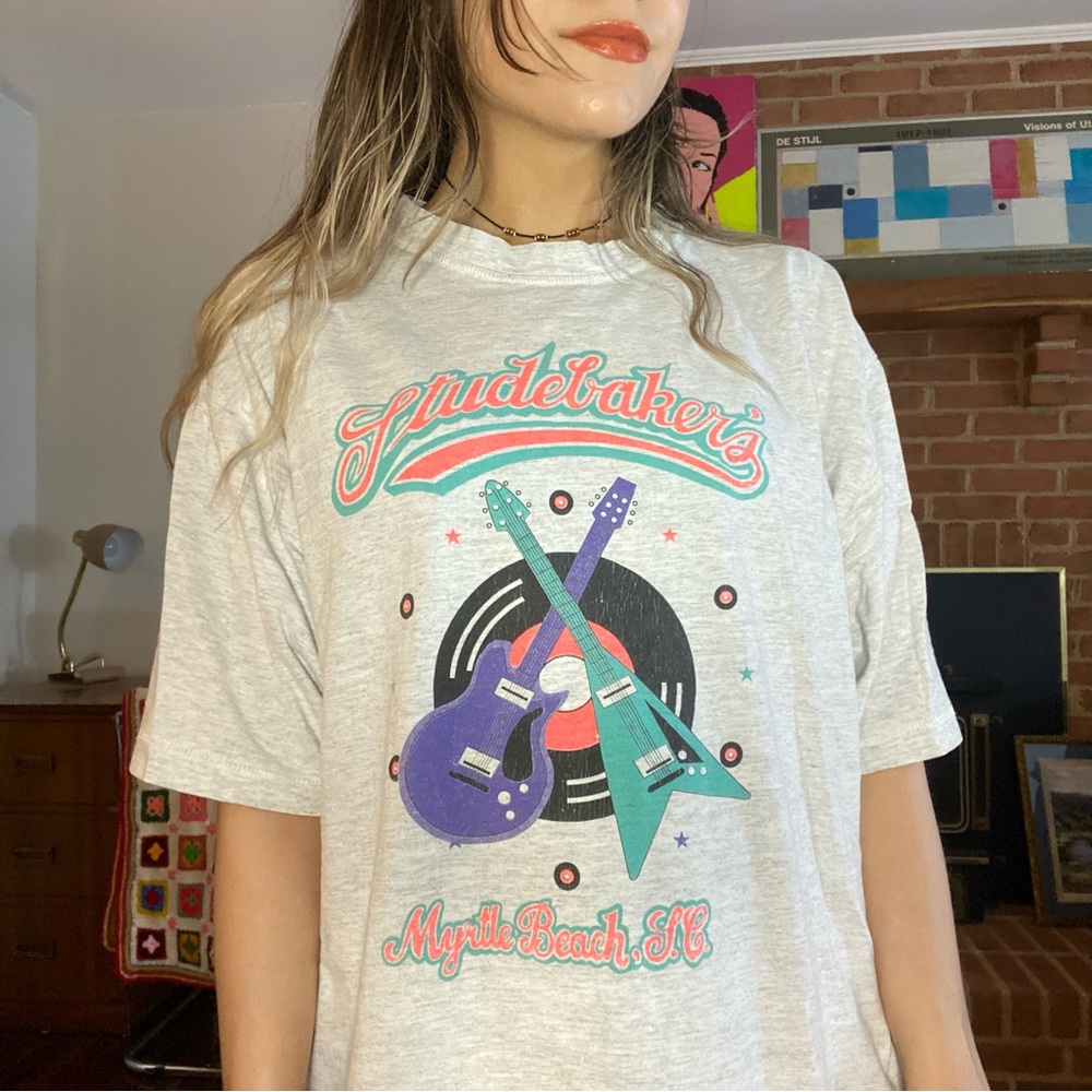 Vintage 90s Studebaker Car Guitars Record Myrtle Beach Single Stitch Tee…